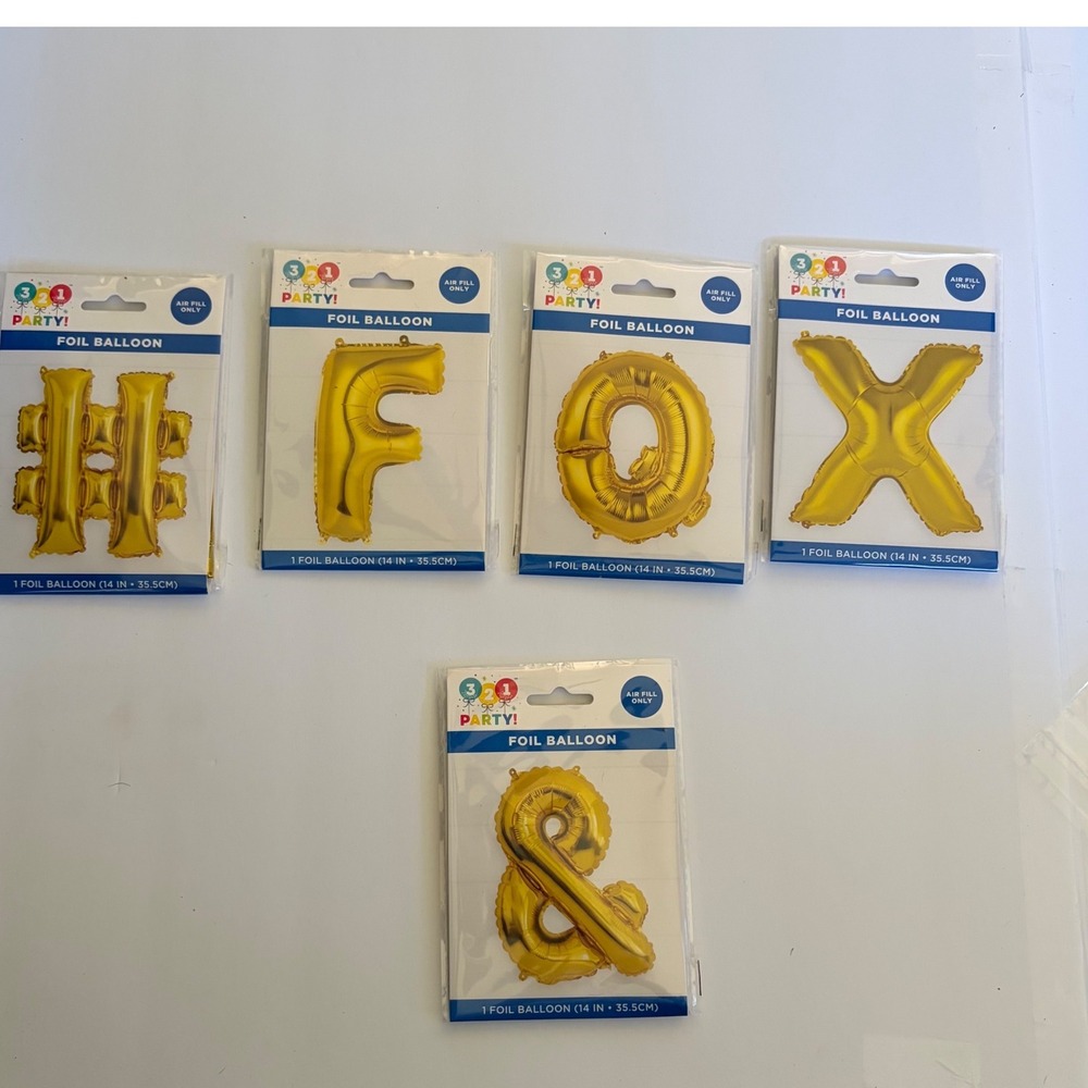 321 Party! Gold Foil Balloon‎ Set # FOX & 14 Inch Air Fill Only 5 Count New